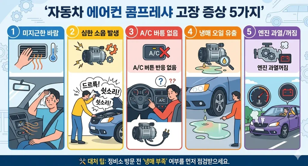 자동차-에어컨-콤프레샤-고장-증상