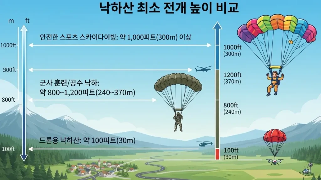 낙하산 최소 높이는 몇 미터